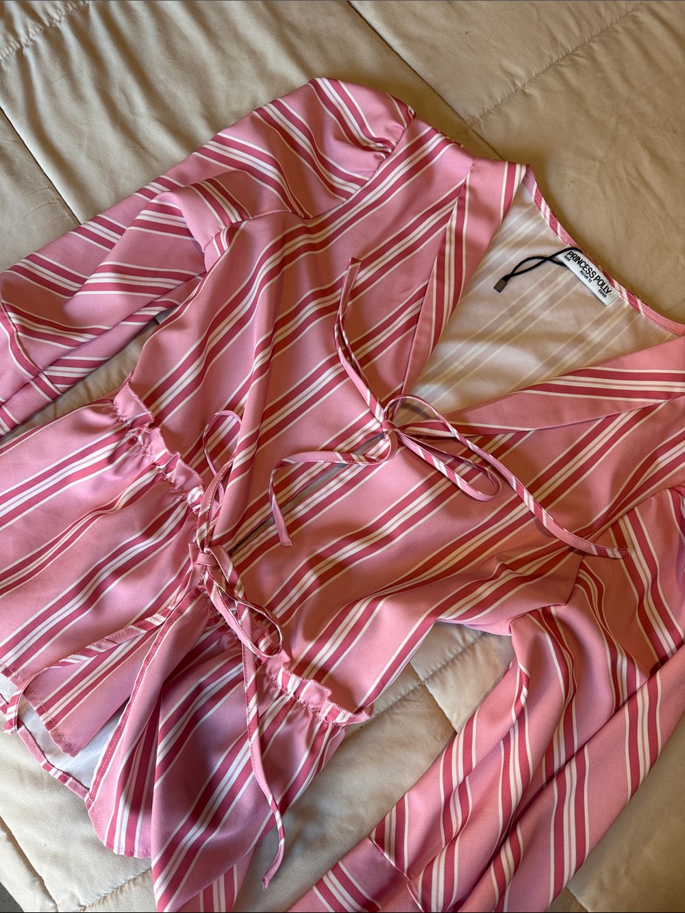 Princess Polly Pink Striped Top Ties